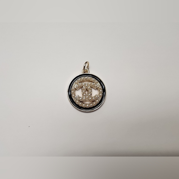 CHANEL Jewelry - Upcycled CC Black and Gold-toned Logo Charm/Pendant